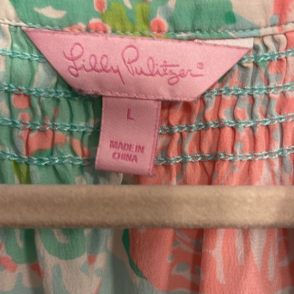 EUC Lilly Pulitzer silk sleeveless top.  Size L - Picture 4 of 6